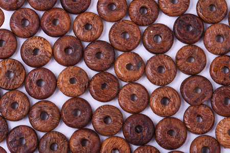 Wooden beads close-up on a background
