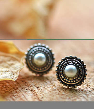 Silver earrings with pearl,beautiful wedding earrings fashion stylish elegant,Oriental Silver earrings jewelry (Indian, Arab, African, Egyptian), oxidised Silver earrings,Asian Accessoriesの写真素材