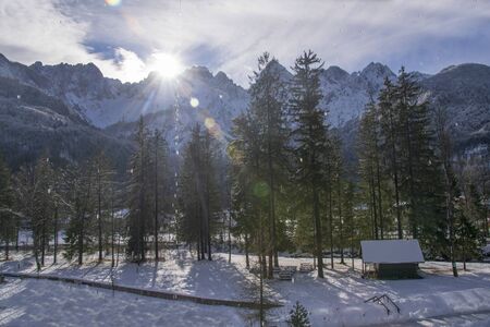 Christmas village snow atmosphere, Kranjska Gora Sloveniaの写真素材