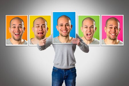 Mood changes in a manの写真素材