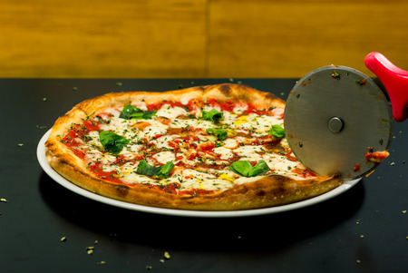 Delicious homemade margarita pizzaの写真素材