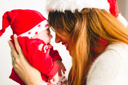 mother and son at christmas parties, mother's loveの写真素材