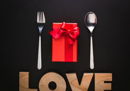 Valentine's day concept gift dinner.の写真素材