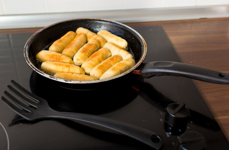Cheese fingers in a pan with hot oil. Venezuelan typical food.の写真素材