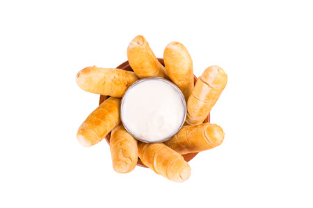 Tequenos on a white background. top viewの写真素材