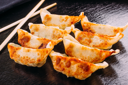 Japanese dumplings snack or dish called Gyoza or Jiaozi in Chinaの写真素材
