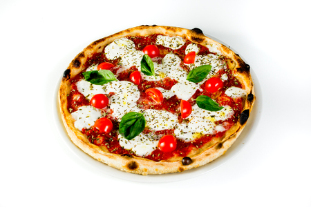 Top view of a delicious and prococative pizzaの写真素材