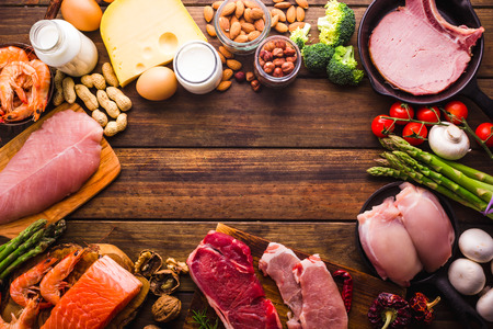 Large group of food, healthy food for a protein dietの写真素材
