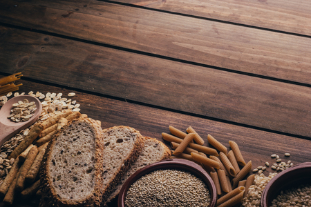 Wholegrain foods, with high fiber contentの写真素材