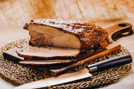 Piece of Christmas Pernil, roast porkの写真素材