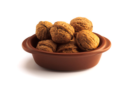 Walnuts on a white backgroundの写真素材