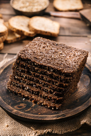 High-fiber whole wheat bread for breakfast .の写真素材