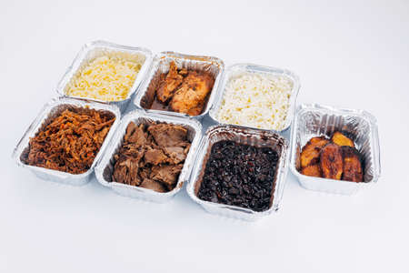 Top view of various ingredients used to fill arepas, a typical South American dish. Venezuelan and Colombian foodの写真素材