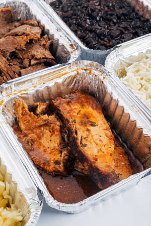 chopped pork leg, used to fill arepasの写真素材