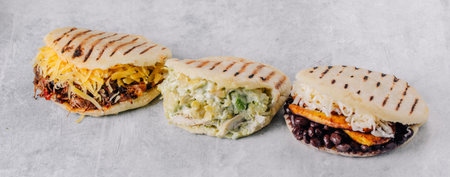 Group of vegan Arepas, ideal for a balanced diet. Latin american foodの写真素材