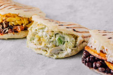 Group of vegan Arepas, ideal for a balanced diet. Latin american foodの写真素材