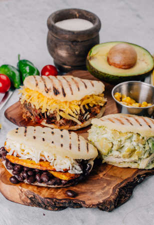 Group of vegan Arepas, ideal for a balanced diet. Latin american foodの写真素材