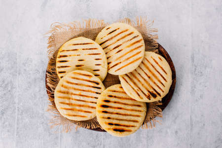 Top view of arepas made with corn flour, Latin American food conceptの写真素材