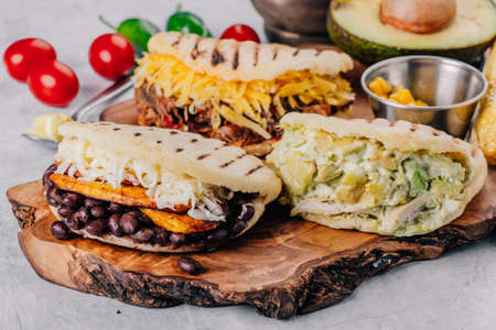 Group of vegan Arepas, ideal for a balanced diet. Latin american foodの写真素材