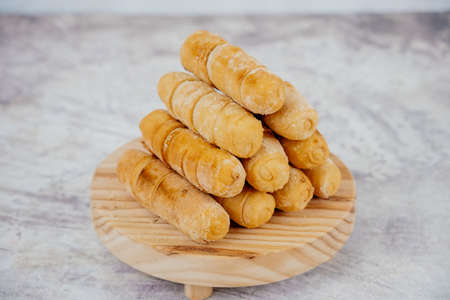 Typical Latin American appetizer called tequeÃ±osの写真素材