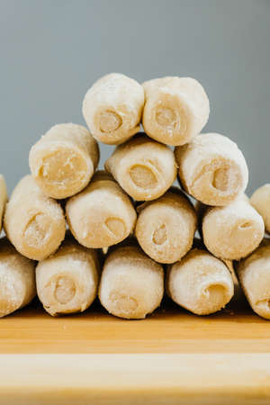 Raw tequeÃ±os ready to cook, typical Venezuelan snack at partiesの写真素材