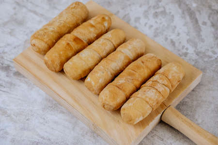 Fried tequeÃ±os, fingers stuffed with salty artisanal cheese, typical Venezuelan and Latin American foodの写真素材