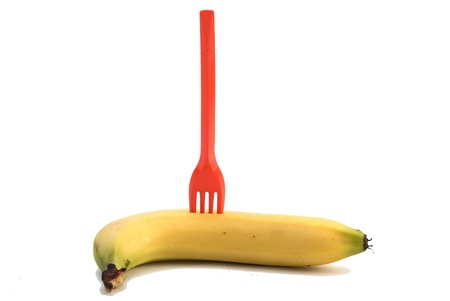 banana and red fork