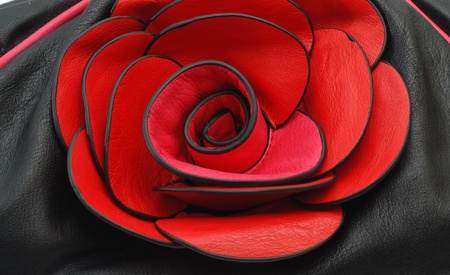 leather rose, detail of woman bagの写真素材