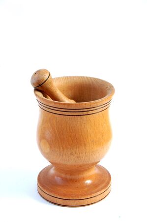 Handmade wooden mortar の写真素材