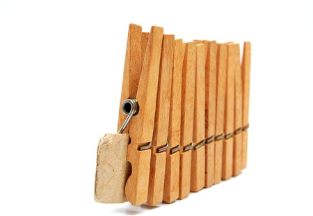 Clothespins isolated on white backgroundの写真素材