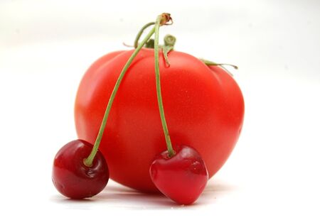 red cherries and tomatoの写真素材
