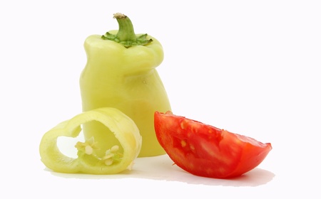 green paprika and  tomatoの写真素材