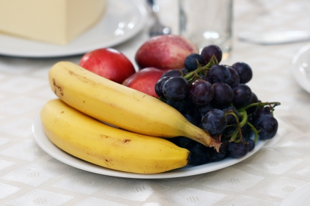 bananas,grape and nectarineの写真素材