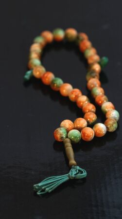 Rosary,macro on blackの写真素材