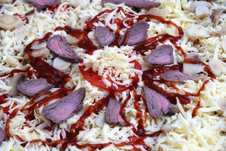 Closeup of freshly baked pizza の写真素材