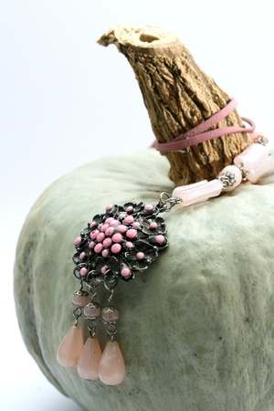 fashion  necklace on pumpkinの写真素材