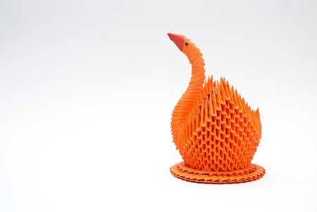 orange origami swanの写真素材