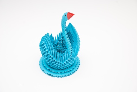 blue swan,origamiの写真素材