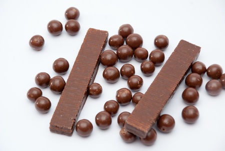 Dark brown Chocolate balls and sticksの写真素材