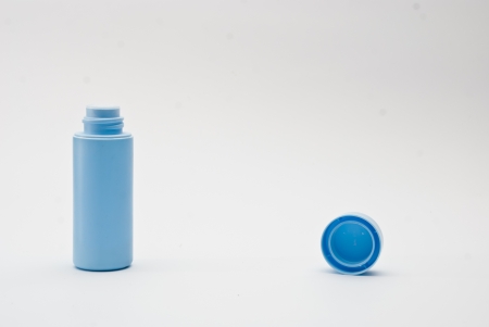 blue baby powder bottle isolatedの写真素材