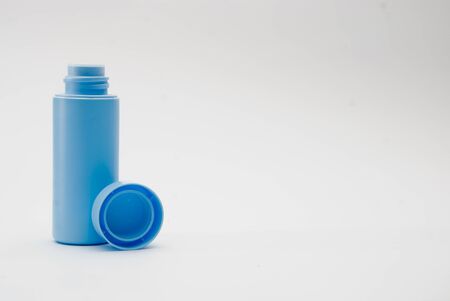blue baby powder bottle isolatedの写真素材
