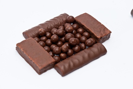 chocolate bars and chocolate ballsの写真素材