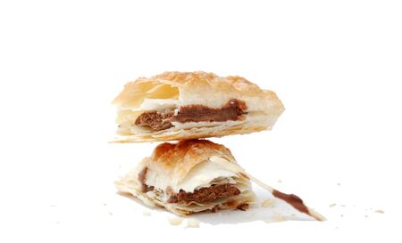 croissant filled with chocolateの写真素材