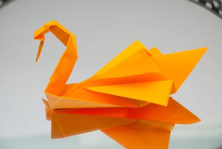 Origami swanの写真素材
