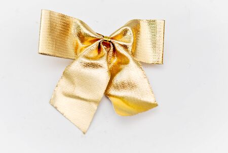 golden satin gift  ribbonの写真素材