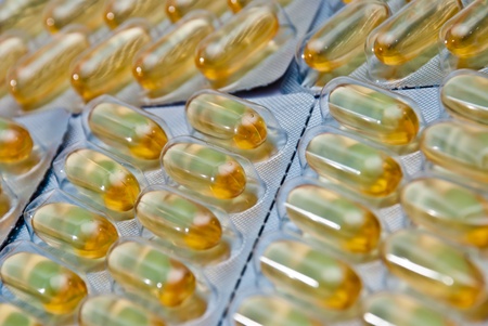 Omega oil pills on packagingの写真素材