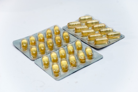 Omega oil pills on packagingの写真素材