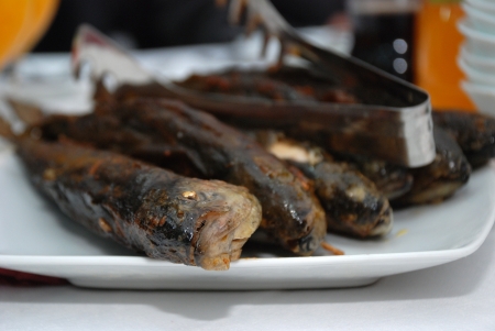 fish on a plateの写真素材