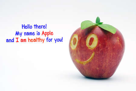 smiling apples for kids with textの写真素材