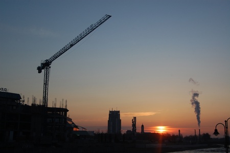 Crane tower in the morningのeditorial素材